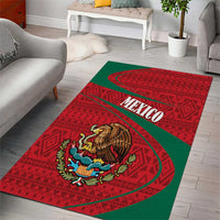 Mexico Coat Of Arms Area Rug With Folk Pattern - Wonder Print Shop
