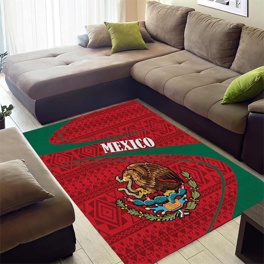 Mexico Coat Of Arms Area Rug With Folk Pattern - Wonder Print Shop