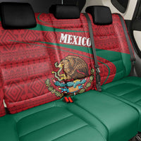 Mexico Coat Of Arms Back Car Seat Cover With Folk Pattern - Wonder Print Shop