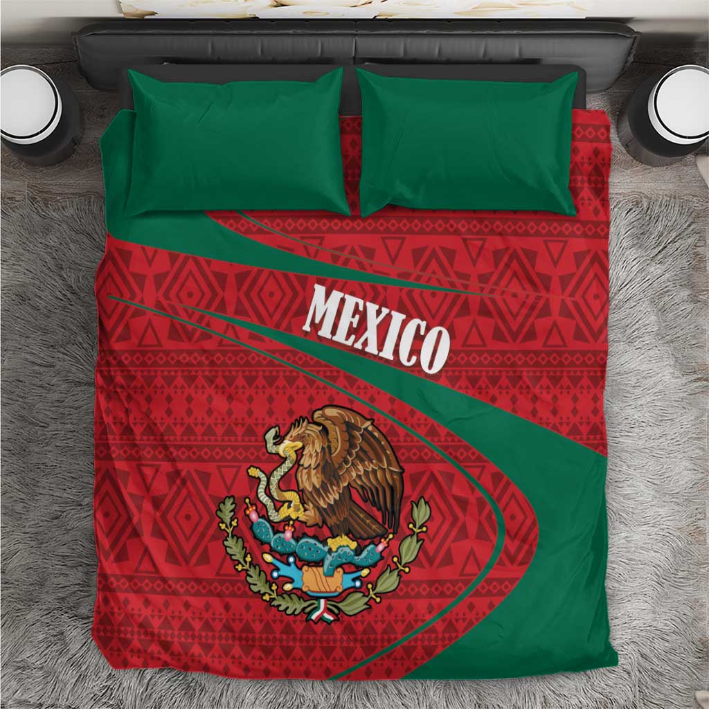 Mexico Coat Of Arms Bedding Set With Folk Pattern - Wonder Print Shop