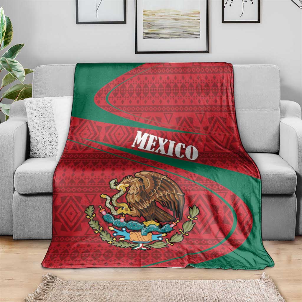 Mexico Coat Of Arms Blanket With Folk Pattern