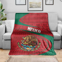 Mexico Coat Of Arms Blanket With Folk Pattern