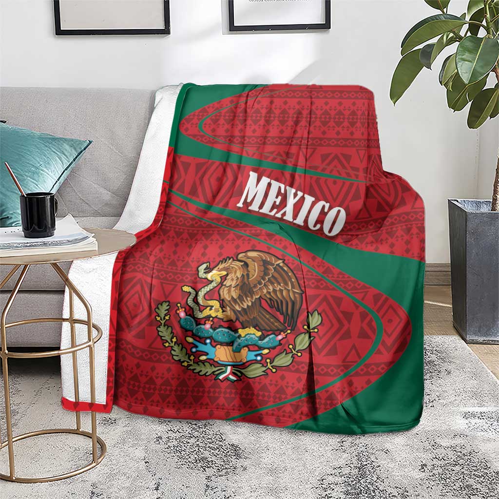 Mexico Coat Of Arms Blanket With Folk Pattern