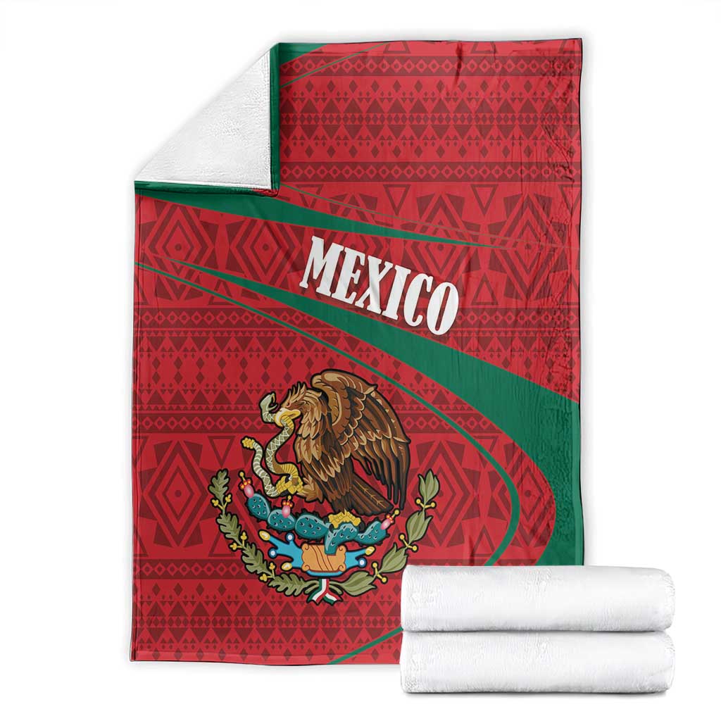 Mexico Coat Of Arms Blanket With Folk Pattern