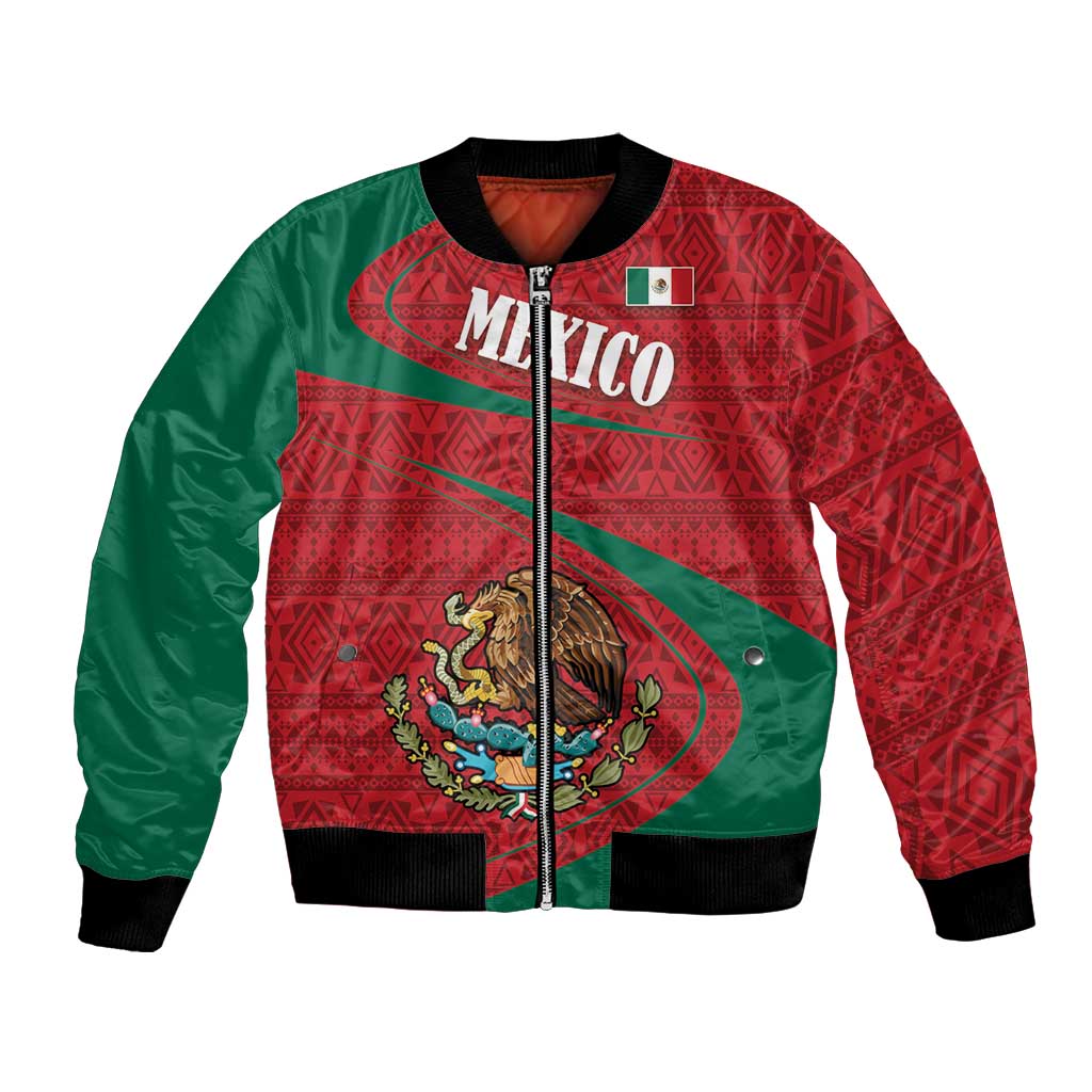 Mexico Coat Of Arms Bomber Jacket With Folk Pattern - Wonder Print Shop