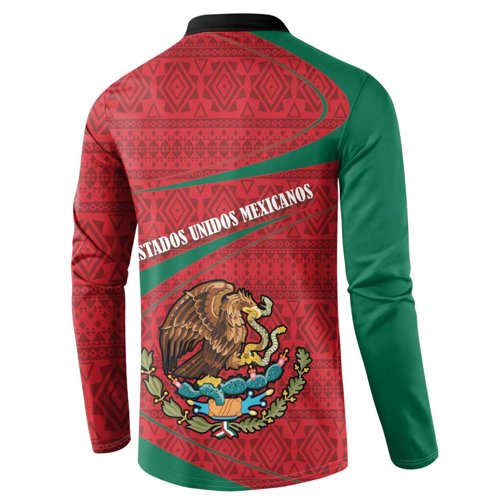 Mexico Coat Of Arms Button Sweatshirt With Folk Pattern - Wonder Print Shop
