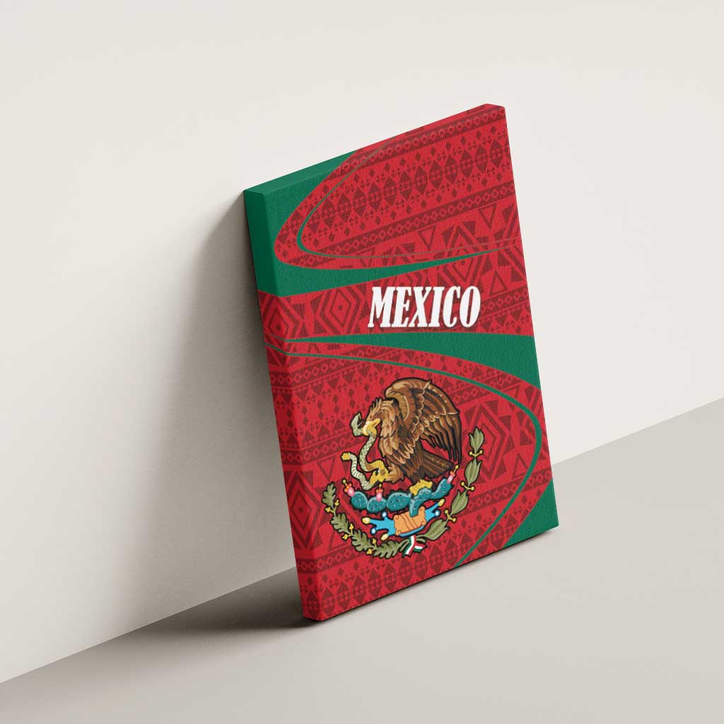 Mexico Coat Of Arms Canvas Wall Art With Folk Pattern - Wonder Print Shop
