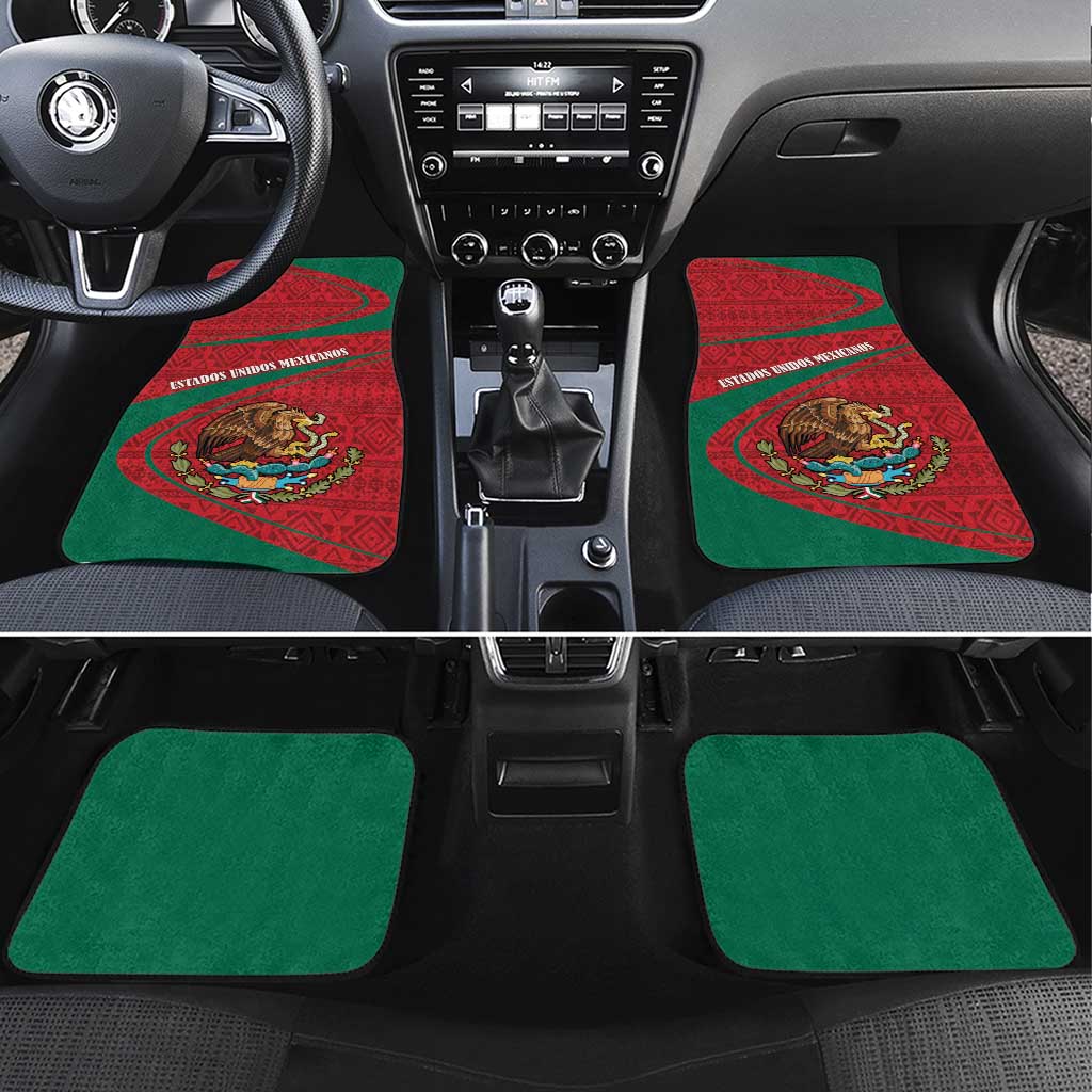 Mexico Coat Of Arms Car Mats With Folk Pattern - Wonder Print Shop