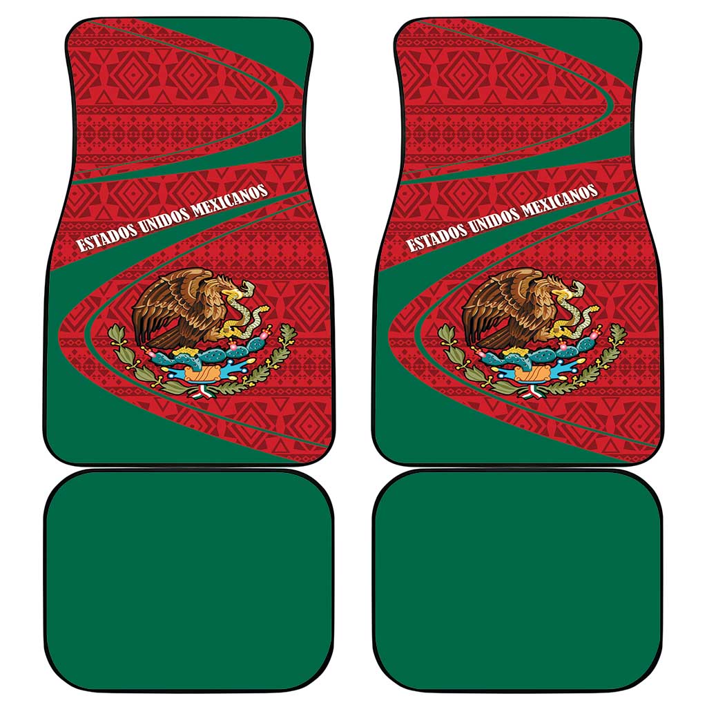 Mexico Coat Of Arms Car Mats With Folk Pattern - Wonder Print Shop