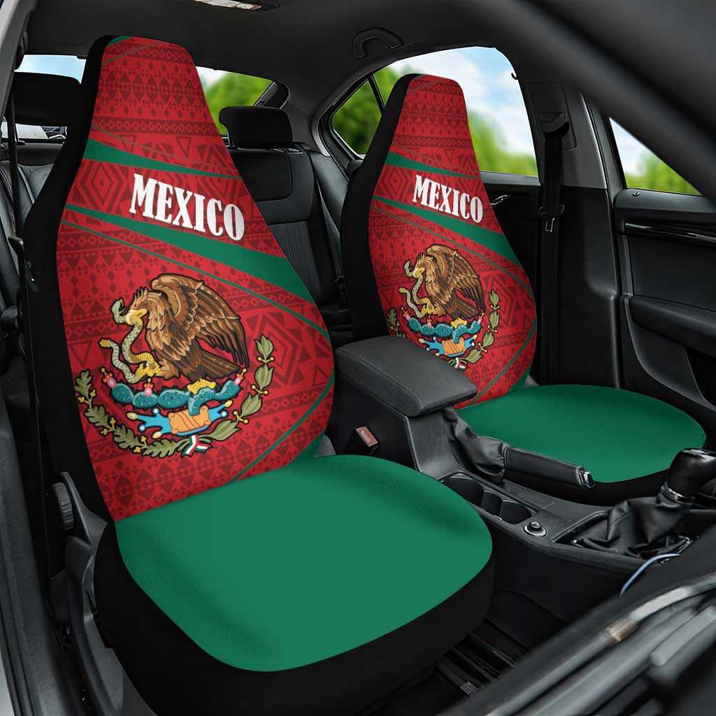 Mexico Coat Of Arms Car Seat Cover With Folk Pattern - Wonder Print Shop