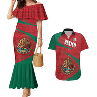 Mexico Coat Of Arms Couples Matching Mermaid Dress and Hawaiian Shirt With Folk Pattern - Wonder Print Shop