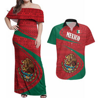Mexico Coat Of Arms Couples Matching Off Shoulder Maxi Dress and Hawaiian Shirt With Folk Pattern - Wonder Print Shop