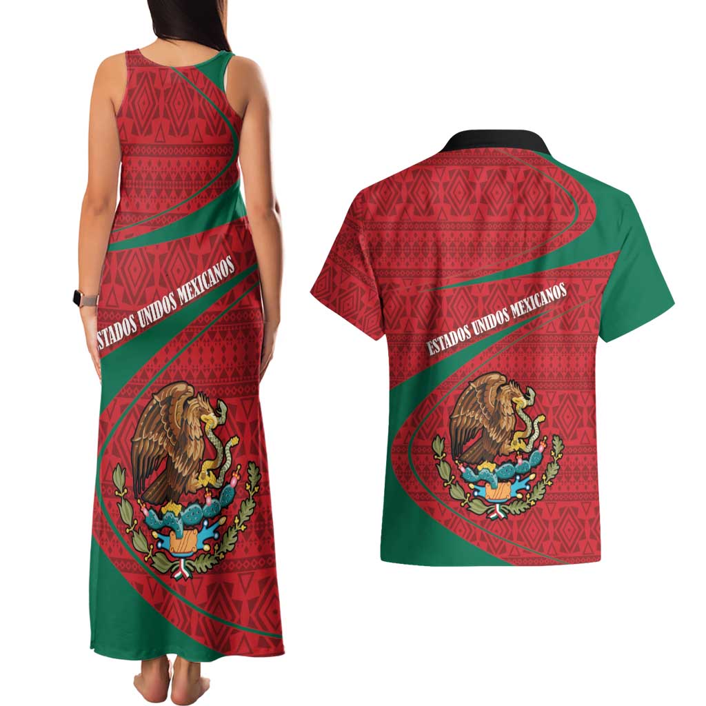 Mexico Coat Of Arms Couples Matching Tank Maxi Dress and Hawaiian Shirt With Folk Pattern - Wonder Print Shop