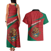 Mexico Coat Of Arms Couples Matching Tank Maxi Dress and Hawaiian Shirt With Folk Pattern - Wonder Print Shop