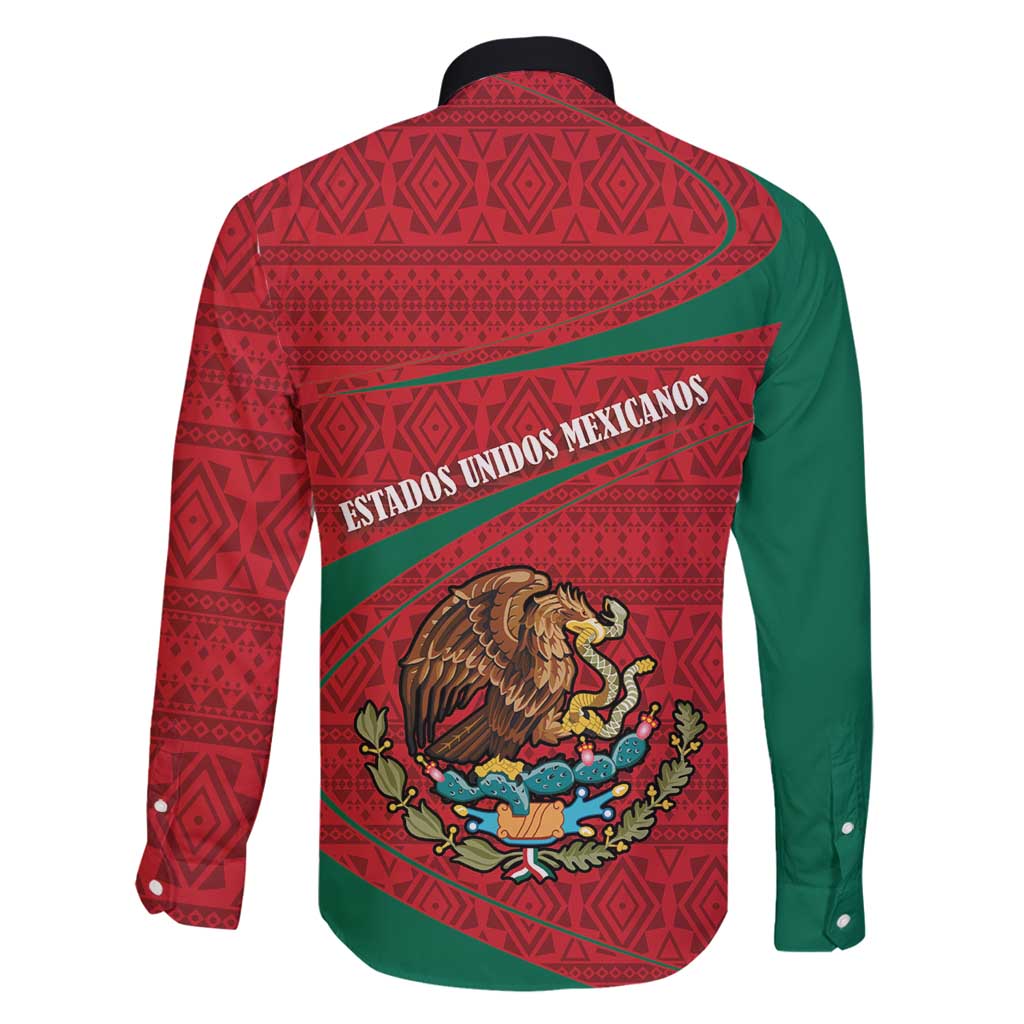 Mexico Coat Of Arms Family Matching Long Sleeve Bodycon Dress and Hawaiian Shirt With Folk Pattern - Wonder Print Shop