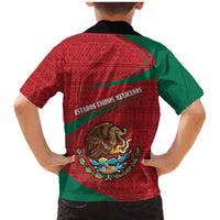 Mexico Coat Of Arms Family Matching Mermaid Dress and Hawaiian Shirt With Folk Pattern - Wonder Print Shop