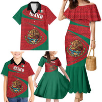 Mexico Coat Of Arms Family Matching Mermaid Dress and Hawaiian Shirt With Folk Pattern - Wonder Print Shop
