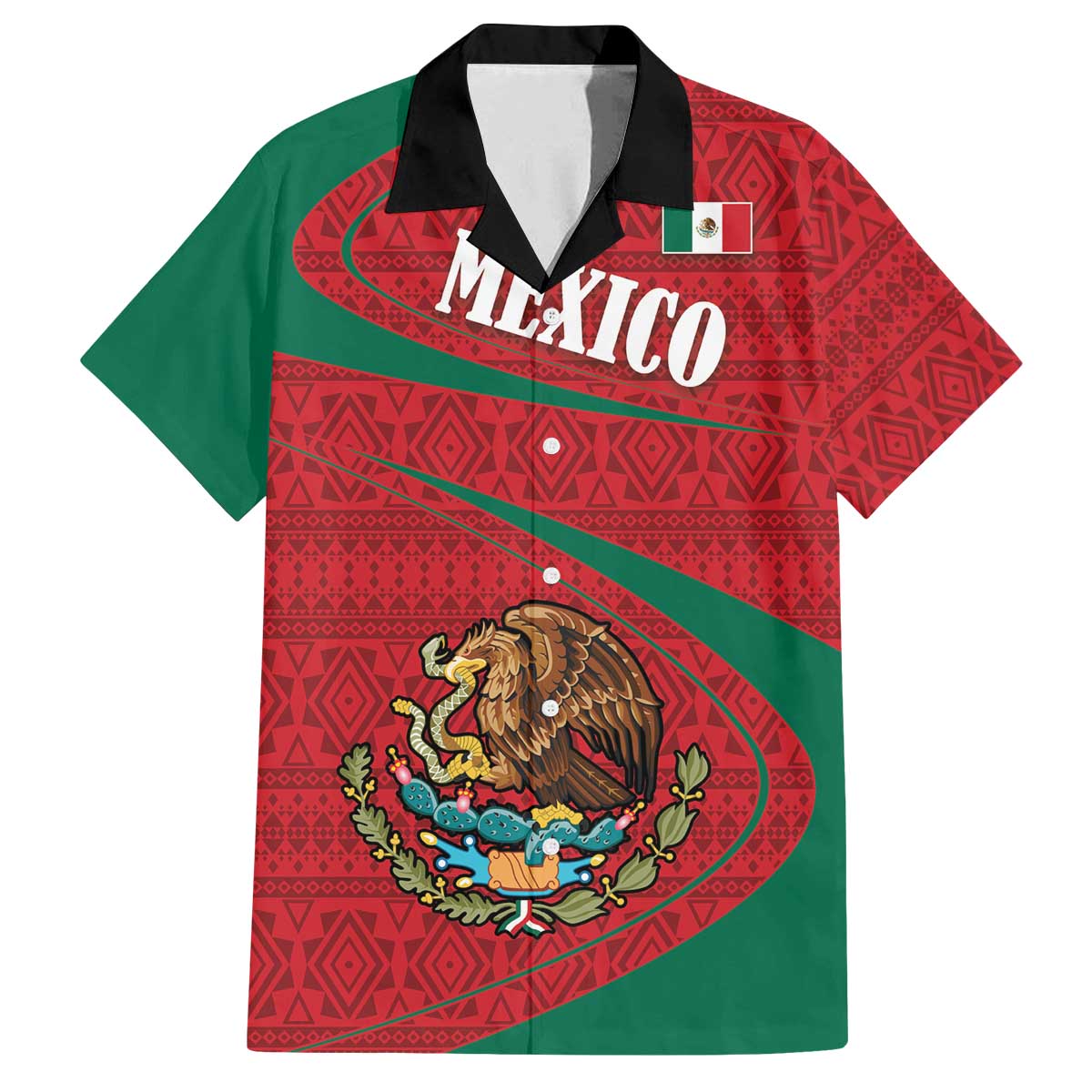 Mexico Coat Of Arms Family Matching Puletasi and Hawaiian Shirt With Folk Pattern - Wonder Print Shop