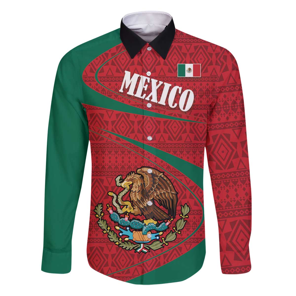 Mexico Coat Of Arms Family Matching Puletasi and Hawaiian Shirt With Folk Pattern - Wonder Print Shop
