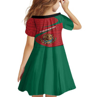 Mexico Coat Of Arms Family Matching Short Sleeve Bodycon Dress and Hawaiian Shirt With Folk Pattern - Wonder Print Shop