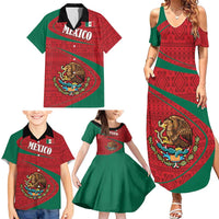 Mexico Coat Of Arms Family Matching Summer Maxi Dress and Hawaiian Shirt With Folk Pattern - Wonder Print Shop