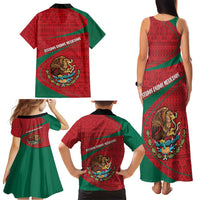 Mexico Coat Of Arms Family Matching Tank Maxi Dress and Hawaiian Shirt With Folk Pattern - Wonder Print Shop