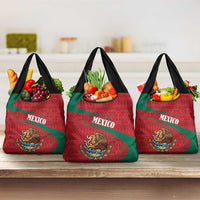 Mexico Coat Of Arms Grocery Bag With Folk Pattern