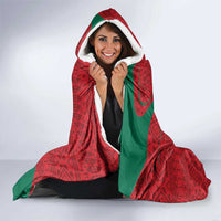 Mexico Coat Of Arms Hooded Blanket With Folk Pattern