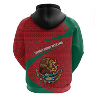 Mexico Coat Of Arms Hoodie With Folk Pattern - Wonder Print Shop
