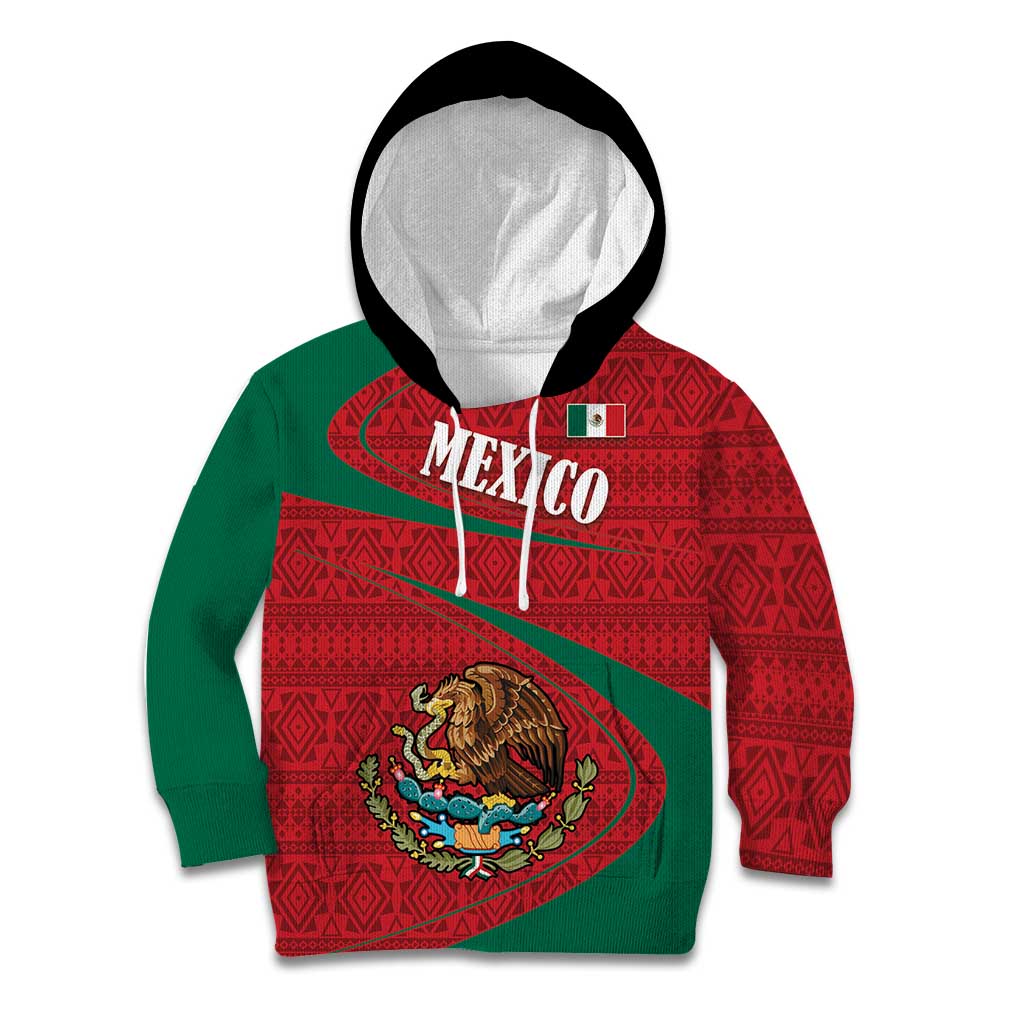 Mexico Coat Of Arms Kid Hoodie With Folk Pattern - Wonder Print Shop