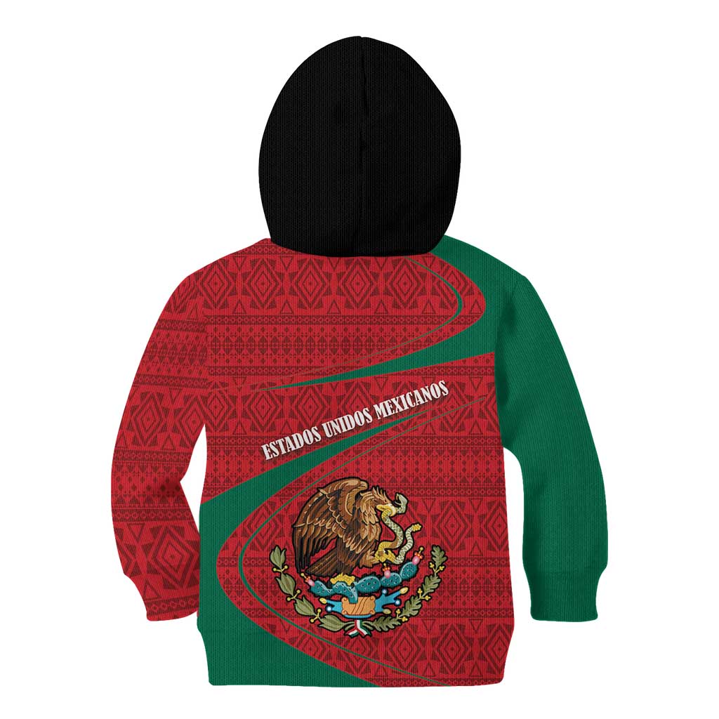 Mexico Coat Of Arms Kid Hoodie With Folk Pattern - Wonder Print Shop