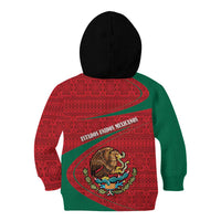Mexico Coat Of Arms Kid Hoodie With Folk Pattern - Wonder Print Shop