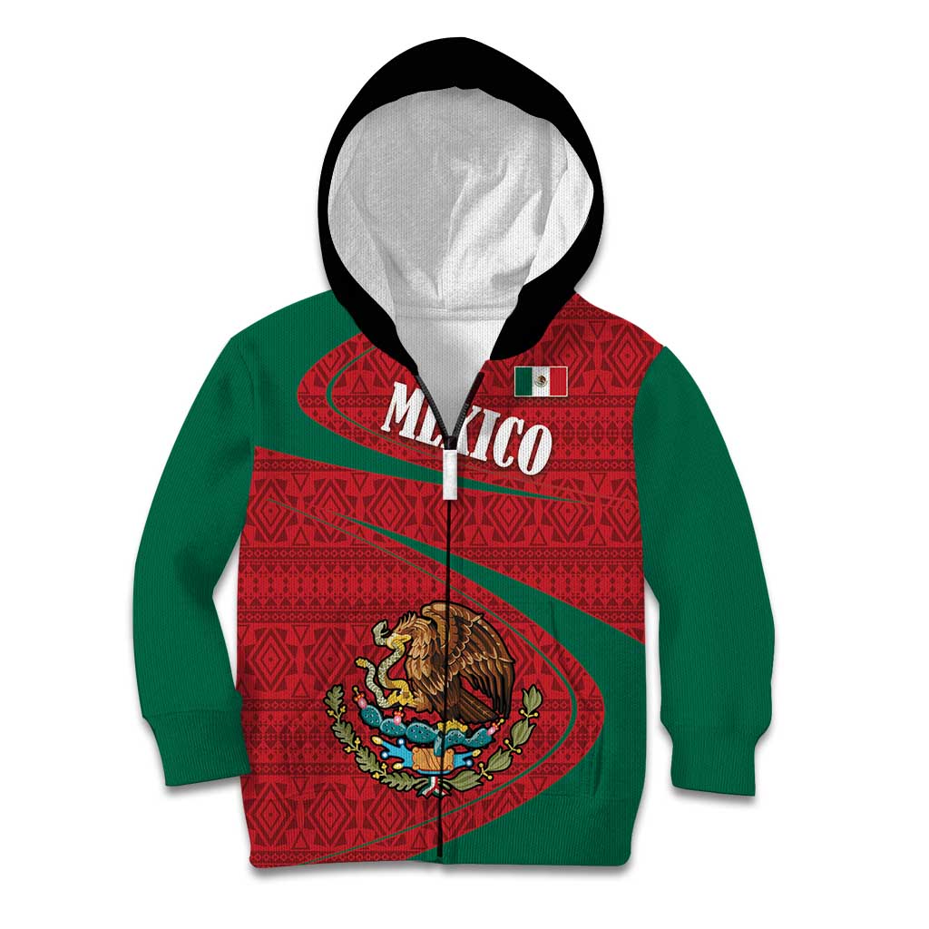 Mexico Coat Of Arms Kid Hoodie With Folk Pattern - Wonder Print Shop