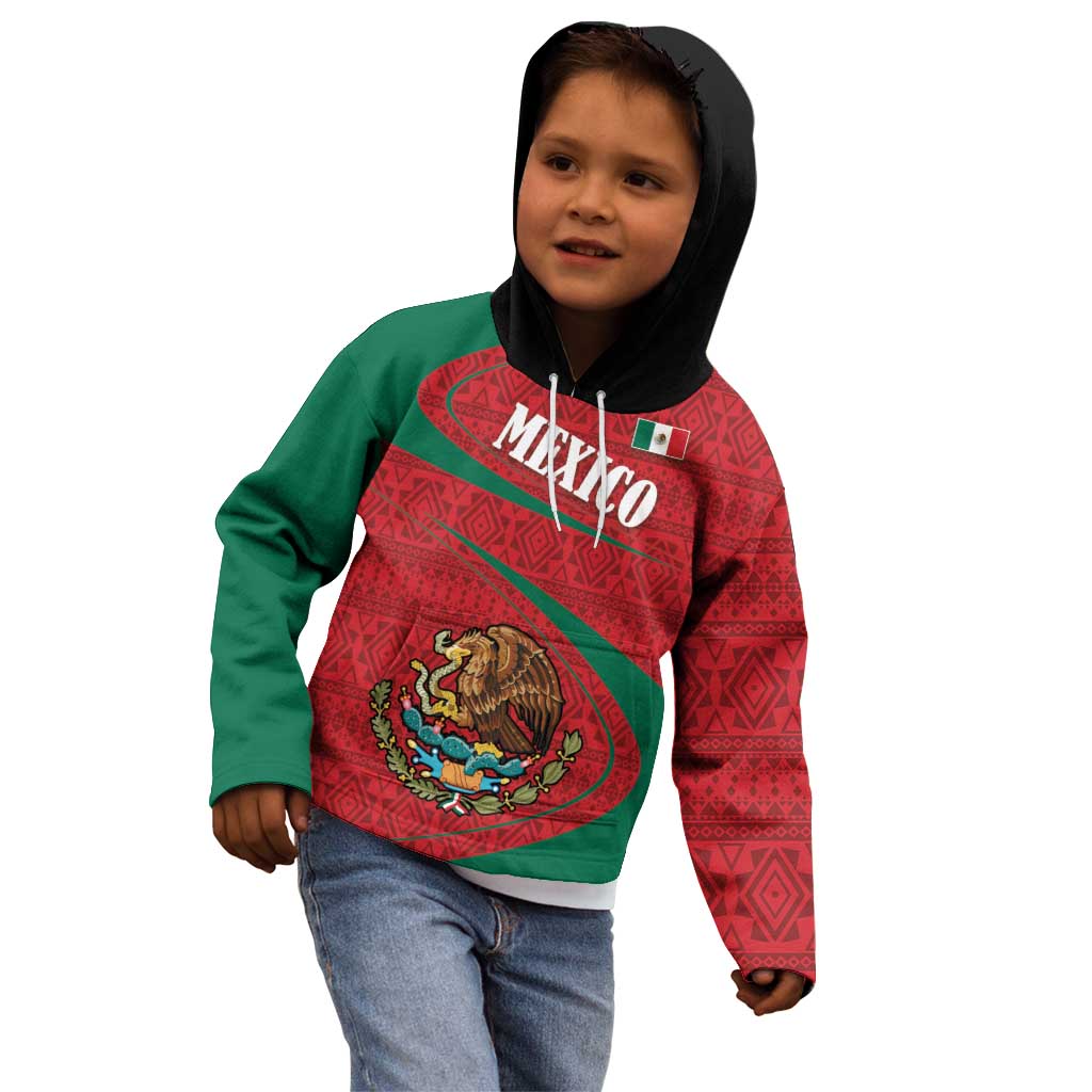 Mexico Coat Of Arms Kid Hoodie With Folk Pattern - Wonder Print Shop