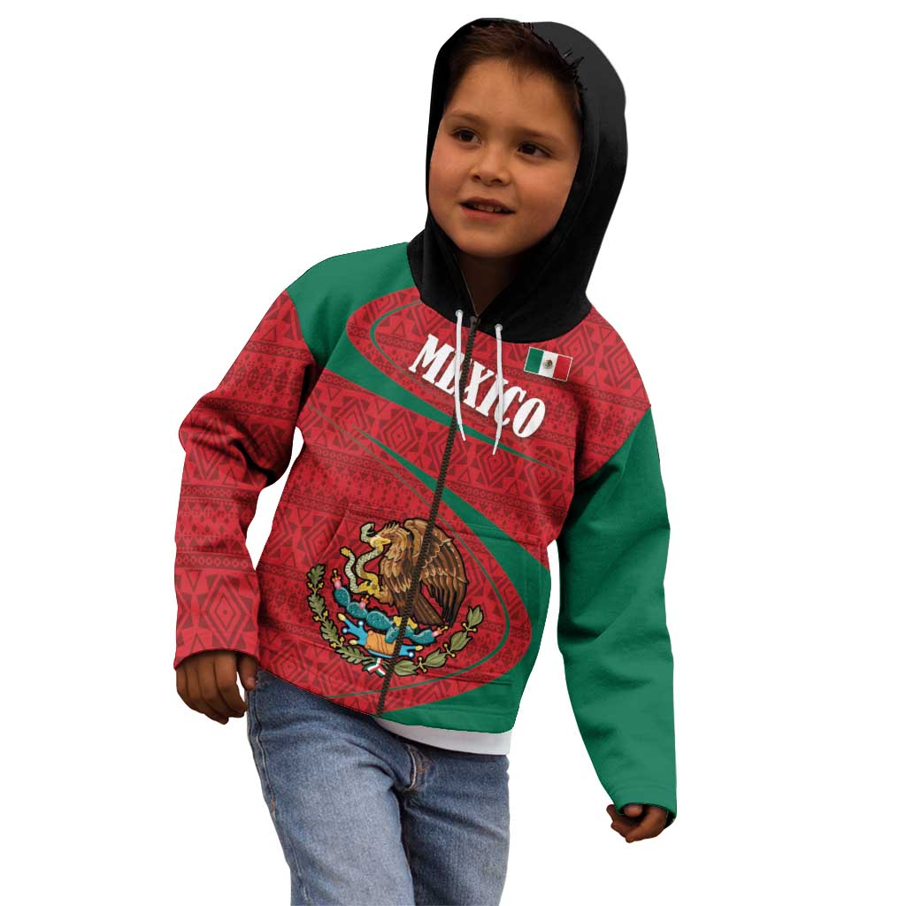 Mexico Coat Of Arms Kid Hoodie With Folk Pattern - Wonder Print Shop
