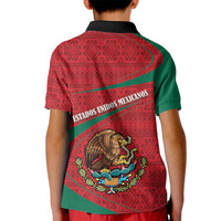 Mexico Coat Of Arms Kid Polo Shirt With Folk Pattern - Wonder Print Shop