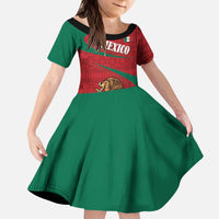 Mexico Coat Of Arms Kid Short Sleeve Dress With Folk Pattern - Wonder Print Shop