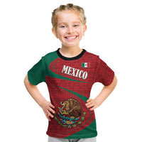 Mexico Coat Of Arms Kid T Shirt With Folk Pattern - Wonder Print Shop