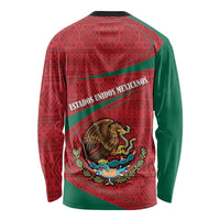 Mexico Coat Of Arms Long Sleeve Shirt With Folk Pattern - Wonder Print Shop