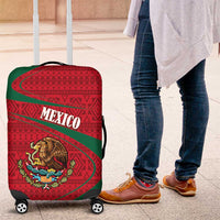 Mexico Coat Of Arms Luggage Cover With Folk Pattern - Wonder Print Shop