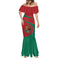 Mexico Coat Of Arms Mermaid Dress With Folk Pattern - Wonder Print Shop