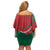 Mexico Coat Of Arms Off Shoulder Short Dress With Folk Pattern - Wonder Print Shop