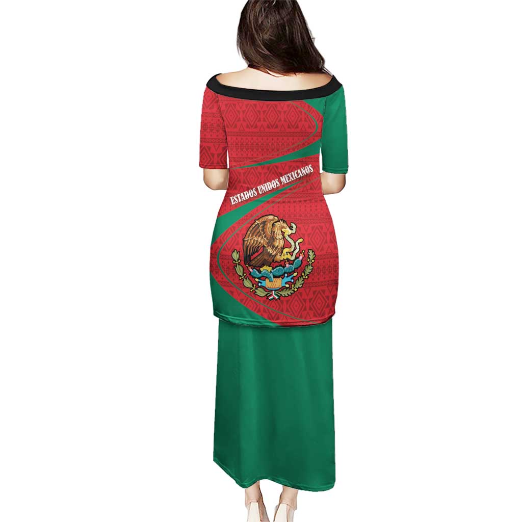 Mexico Coat Of Arms Puletasi With Folk Pattern - Wonder Print Shop