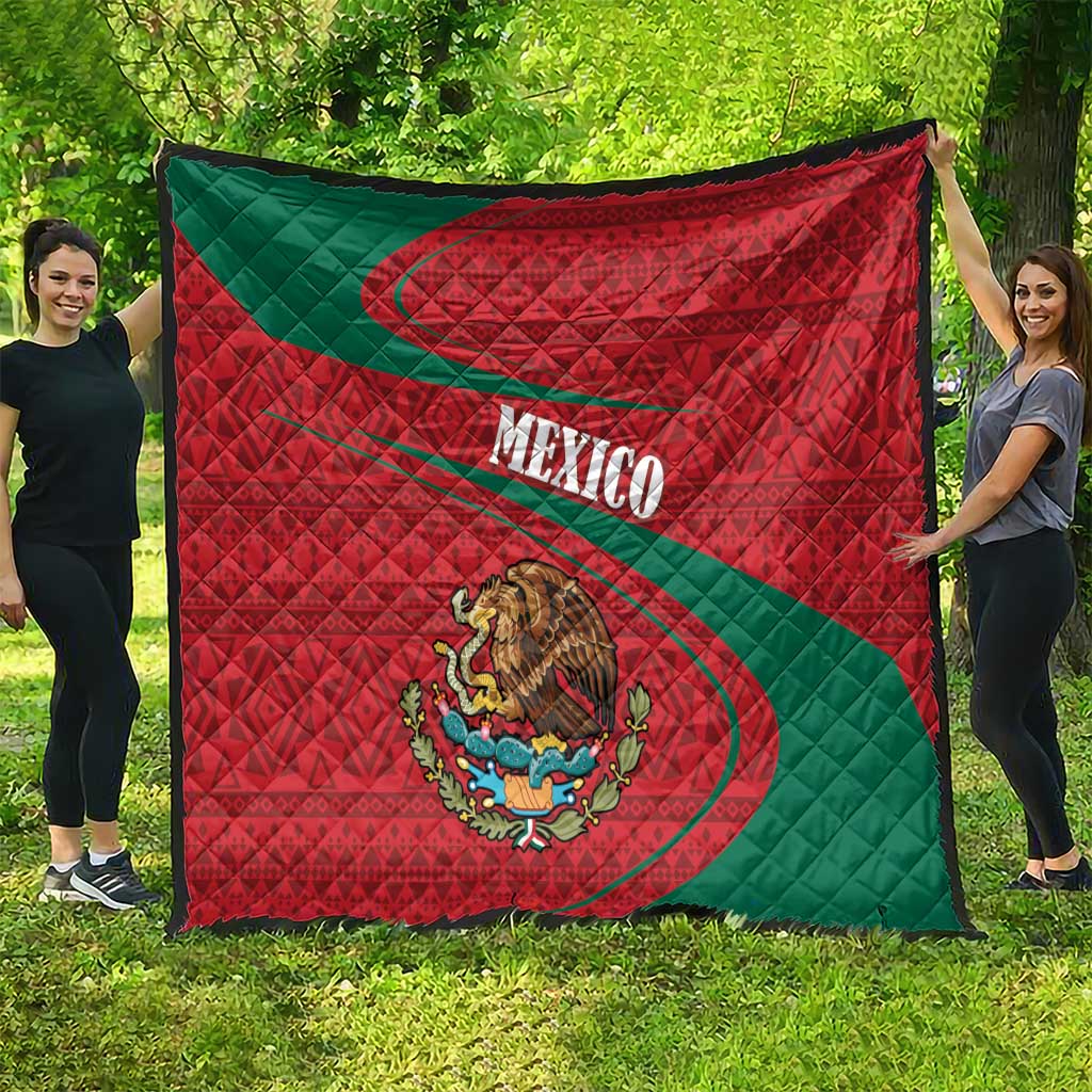 Mexico Coat Of Arms Quilt With Folk Pattern - Wonder Print Shop