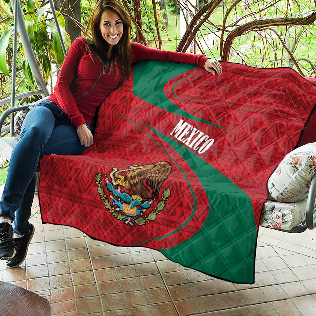 Mexico Coat Of Arms Quilt With Folk Pattern - Wonder Print Shop