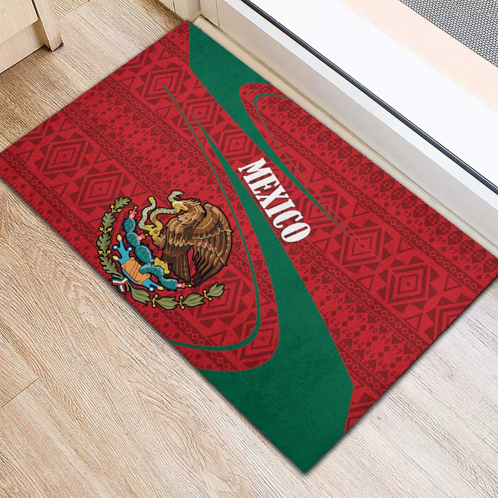 Mexico Coat Of Arms Rubber Doormat With Folk Pattern - Wonder Print Shop