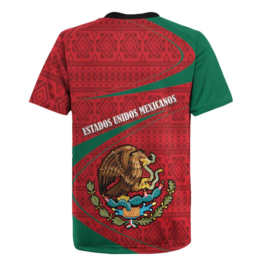 Mexico Coat Of Arms Rugby Jersey With Folk Pattern - Wonder Print Shop