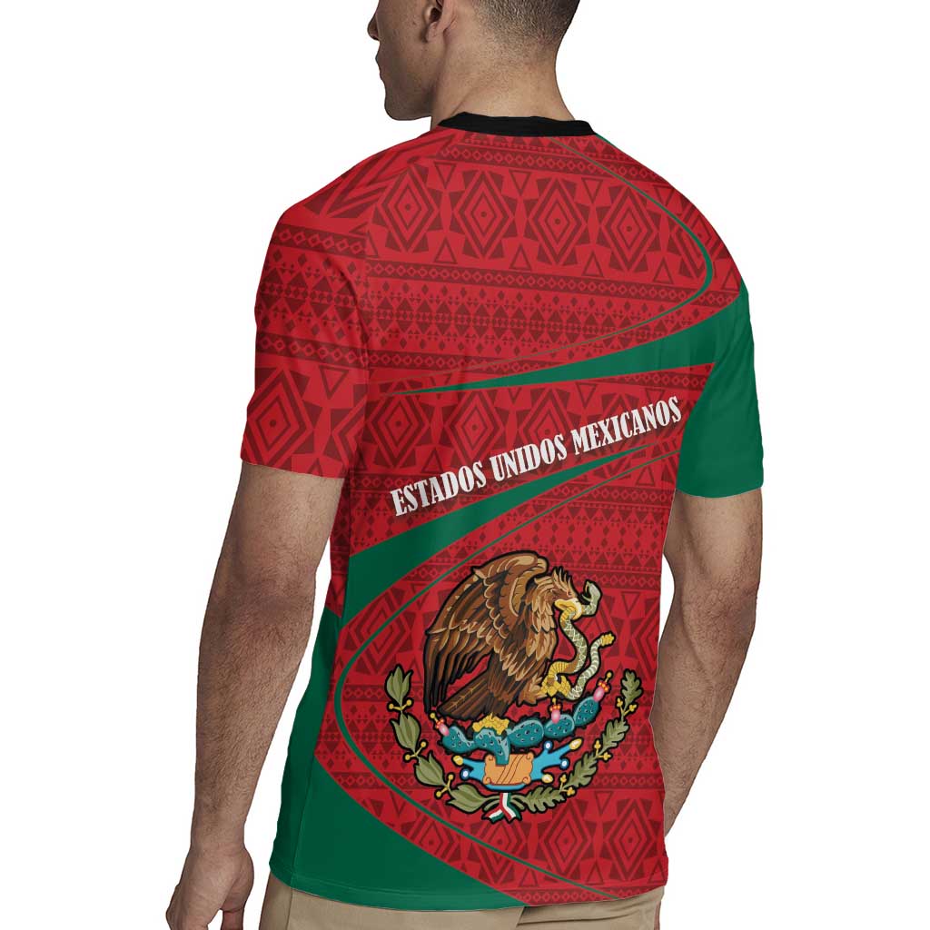 Mexico Coat Of Arms Rugby Jersey With Folk Pattern - Wonder Print Shop