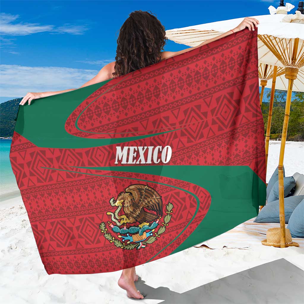 Mexico Coat Of Arms Sarong With Folk Pattern - Wonder Print Shop
