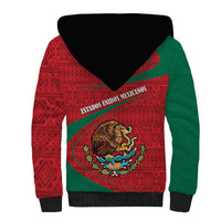 Mexico Coat Of Arms Sherpa Hoodie With Folk Pattern - Wonder Print Shop